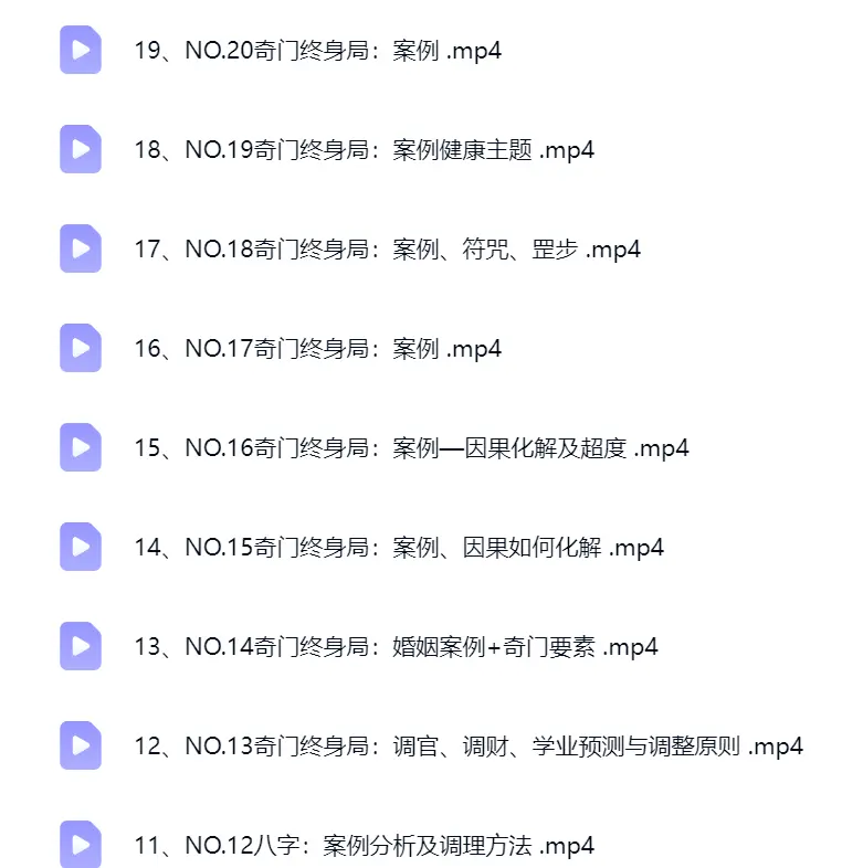 道家奇门遁甲终身局八字合参19集视频~网盘下载