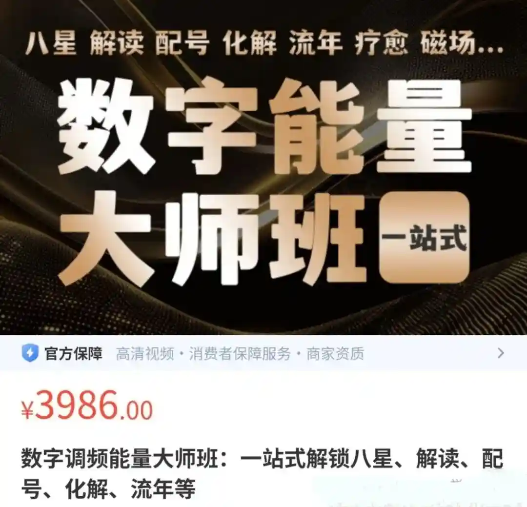 数字调频能量大师班：一站式解锁八星、解读、配号、化解、流年等w~网盘下载