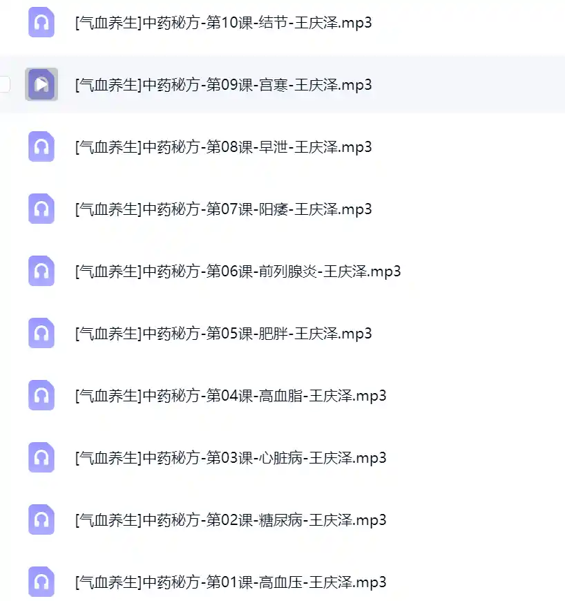 王庆泽 气血养生40集音频课~网盘下载